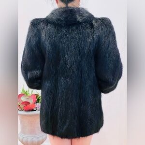 Luxurious Genuine Handcrafted Black Beaver Fur Coat